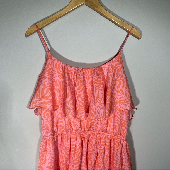 Lilly Pulitzer Vibrant Coral and Pink Dress with Giraffe & Leaf Design - Picture 4 of 13